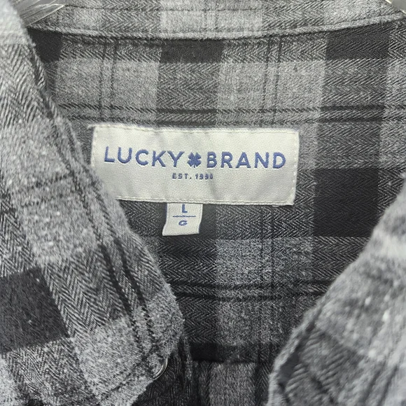 LUCKY BRAND Gray & Black Flannel - Large - Picture 5 of 5
